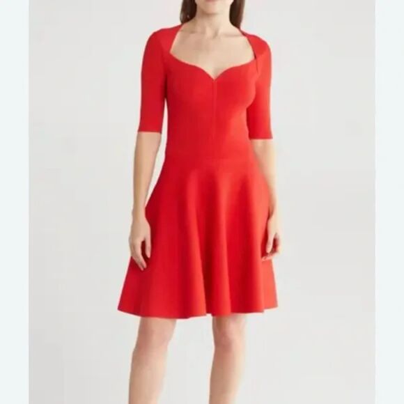 Ted Baker Dresses & Skirts - Ted Baker Milly red sweetheart sweater dress– Size 5 (US L), Fitted & Flared